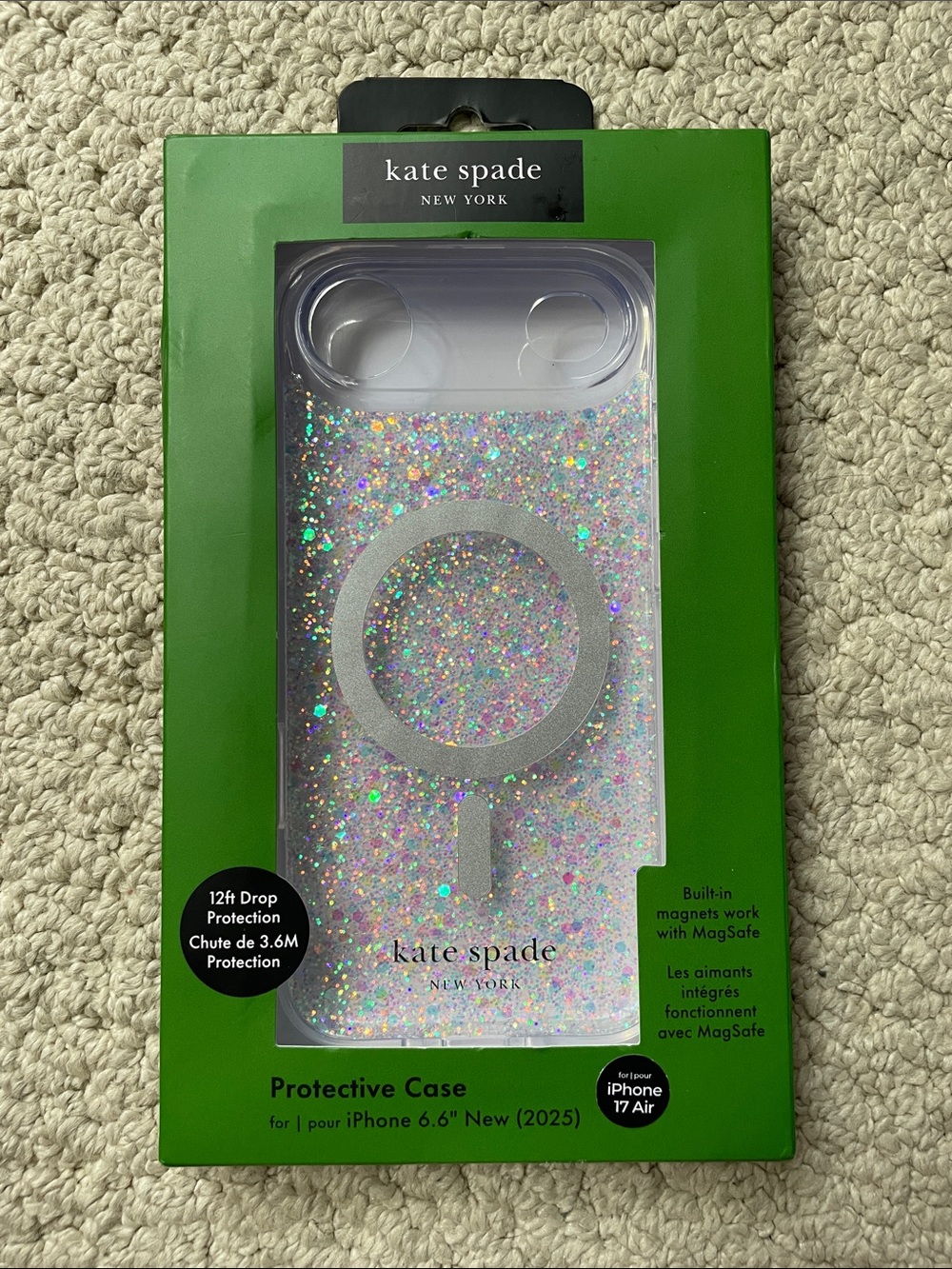 Kate Spade IPhone 17 Air Glitter Clear Case